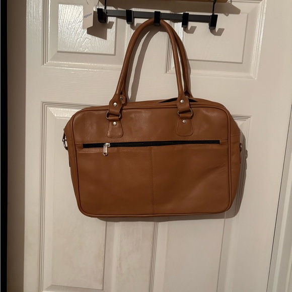 Twisted x tan leather briefcase